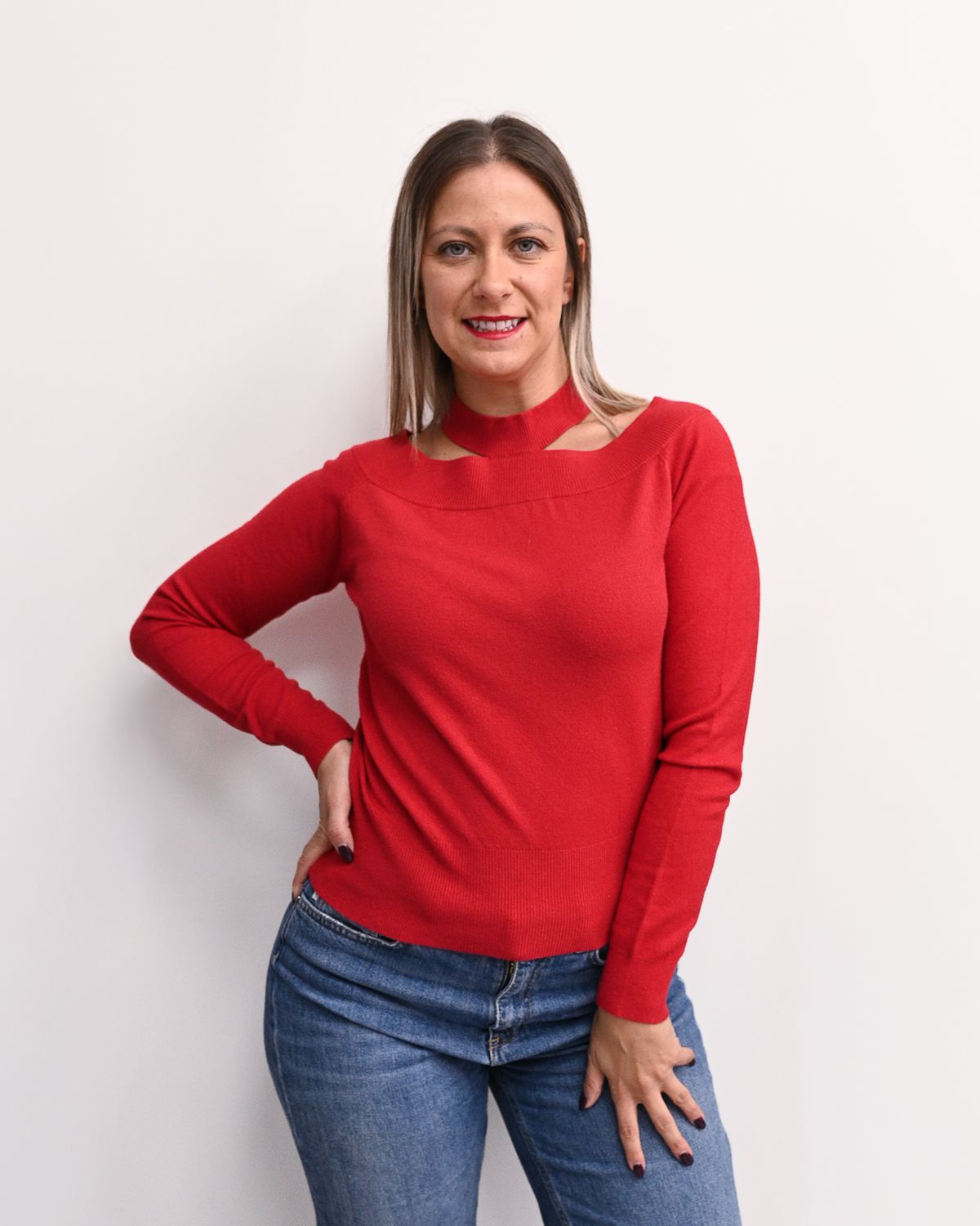 Maglia Vicolo con cut out  rosso