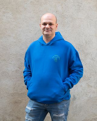 Felpa F**k unisex con cappuccio blu royal