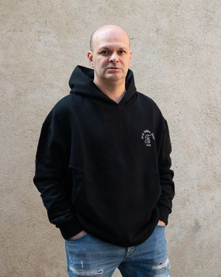 Felpa F**k unisex con cappuccio nero