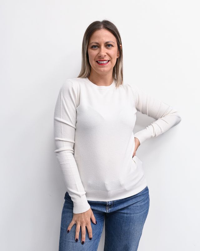 Maglia basic Vicolo girocollo panna