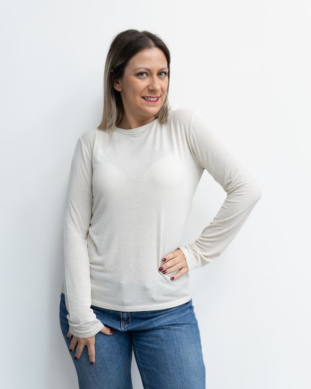 Maglia basic Susy Mix avorio con cashmere