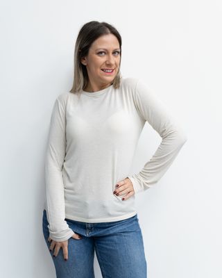 Maglia basic Susy Mix avorio con cashmere