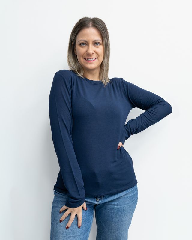 Maglia basic Susy Mix blu con cashmere
