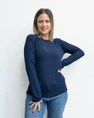 Maglia basic Susy Mix blu con cashmere
