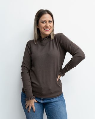 Maglia HaveOne con rouches cioccolato Maglia HaveOne con rouches cioccolato