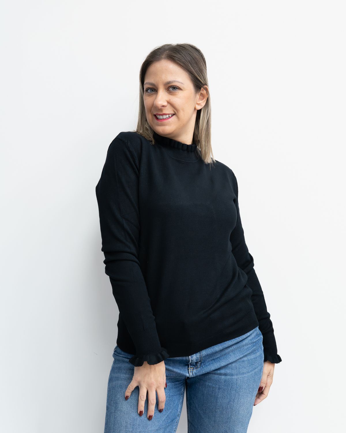 Maglia HaveOne con rouches nero Maglia HaveOne con rouches nero