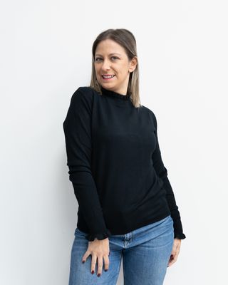 Maglia HaveOne con rouches nero Maglia HaveOne con rouches nero