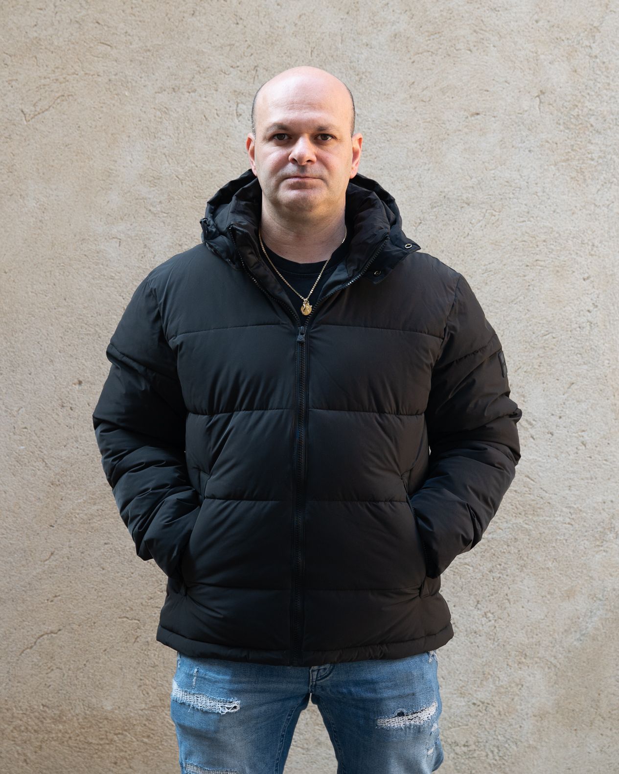 Giubbotto F**k uomo con cappuccio nero