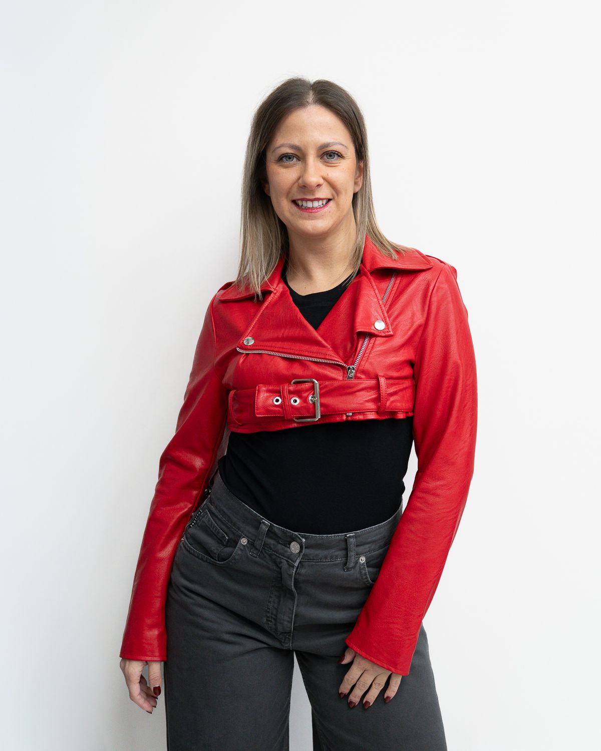 Giubbino cropped Vicolo rosso in eco