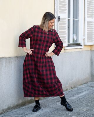 Abito over Susy Star rosso con check