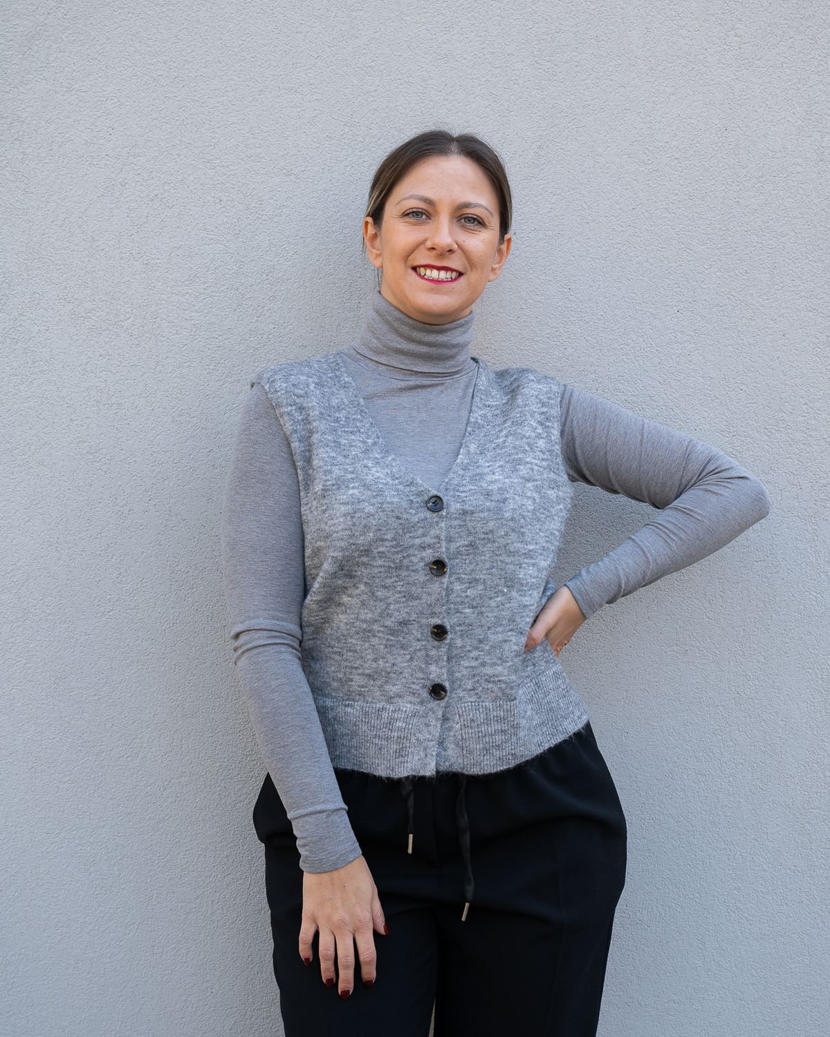 Cardigan senza maniche Art Love grigio in lana