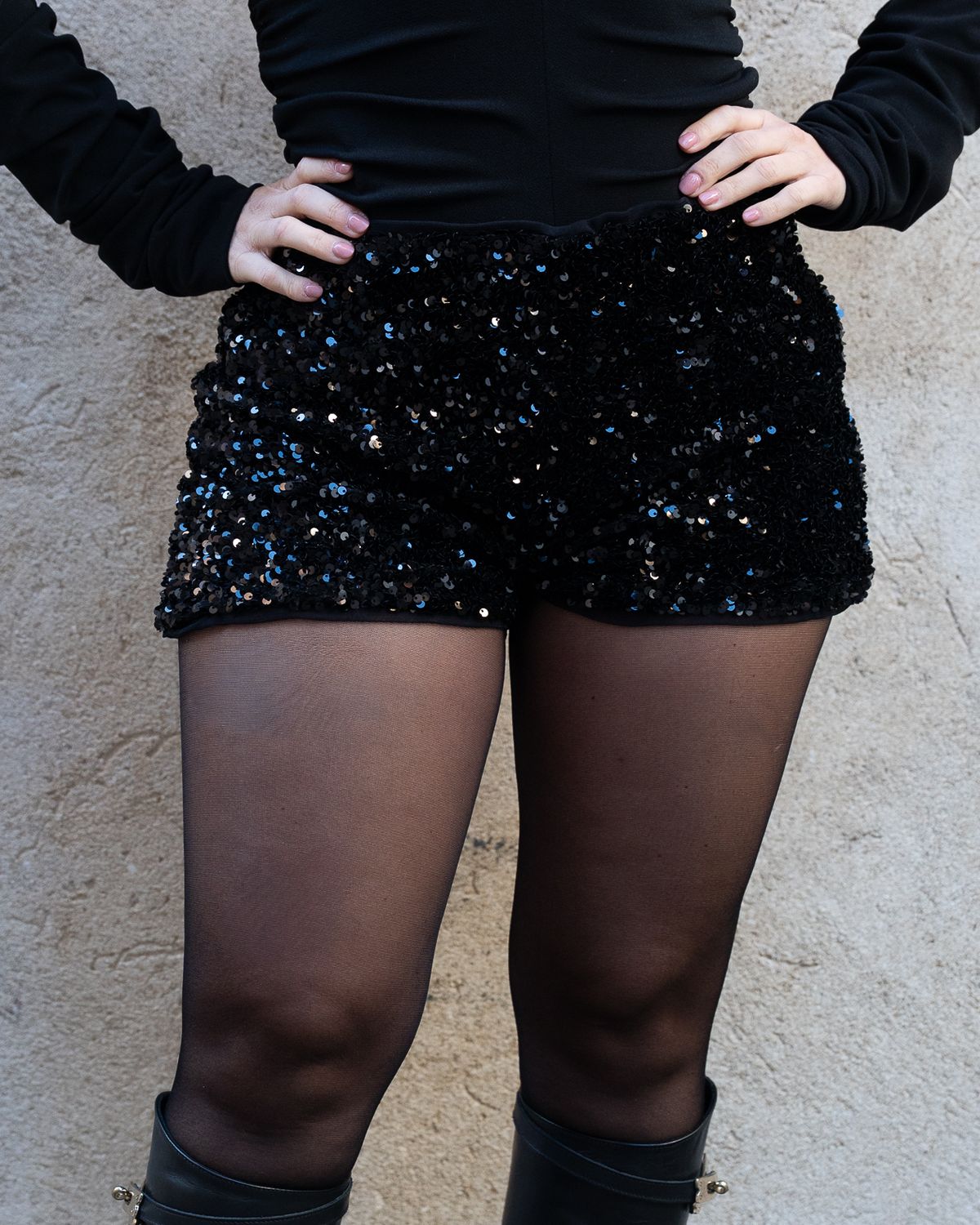 Short paillettes Vicolo nero