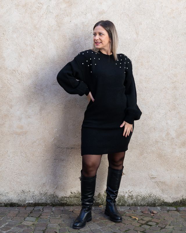 Maxi maglia HaveOne con pietre nero