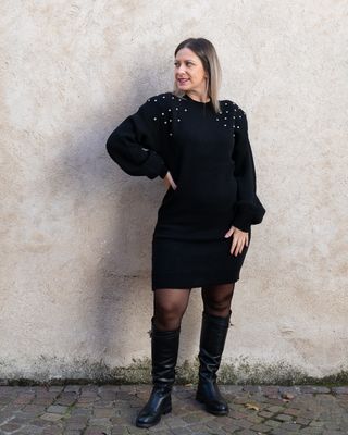 Maxi maglia HaveOne con pietre nero Maxi maglia HaveOne con pietre nero