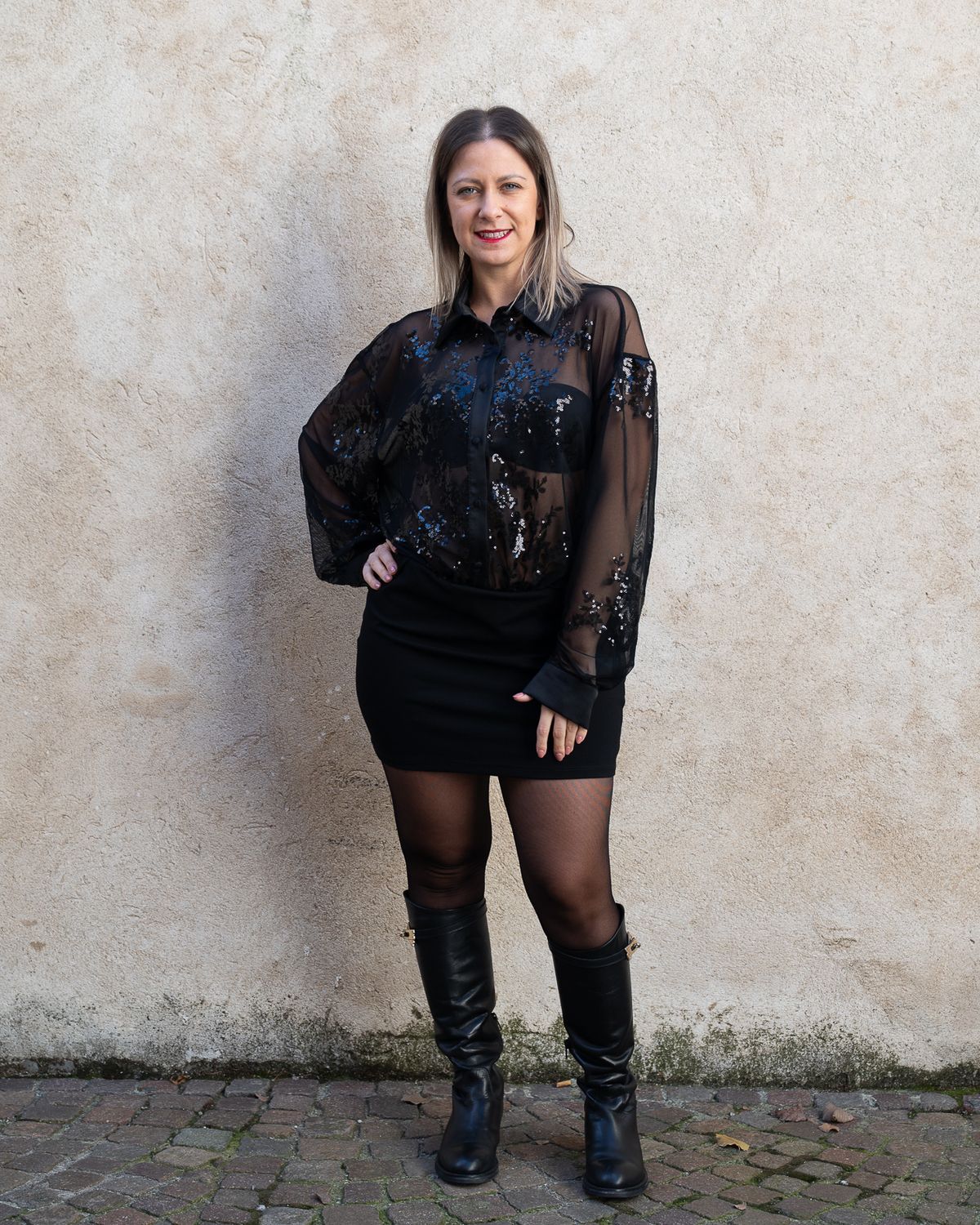 Abito Vicolo con glitter nero