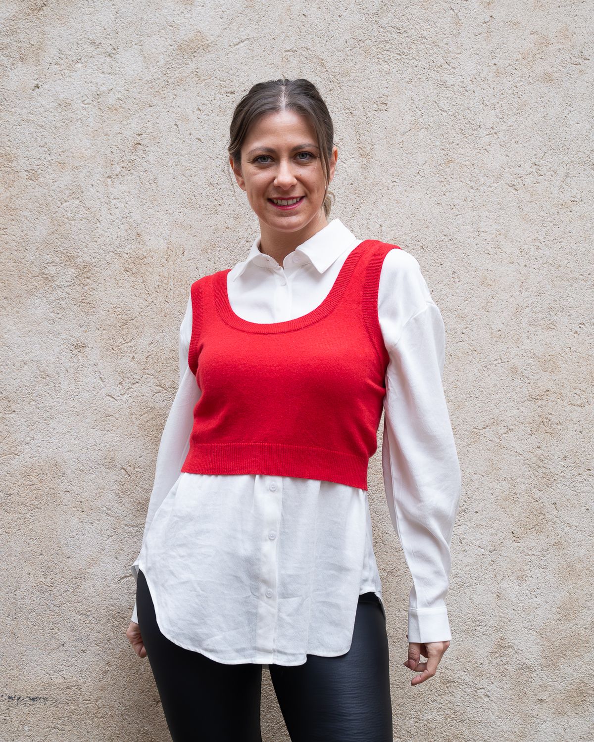 Top Kontatto in lana rosso