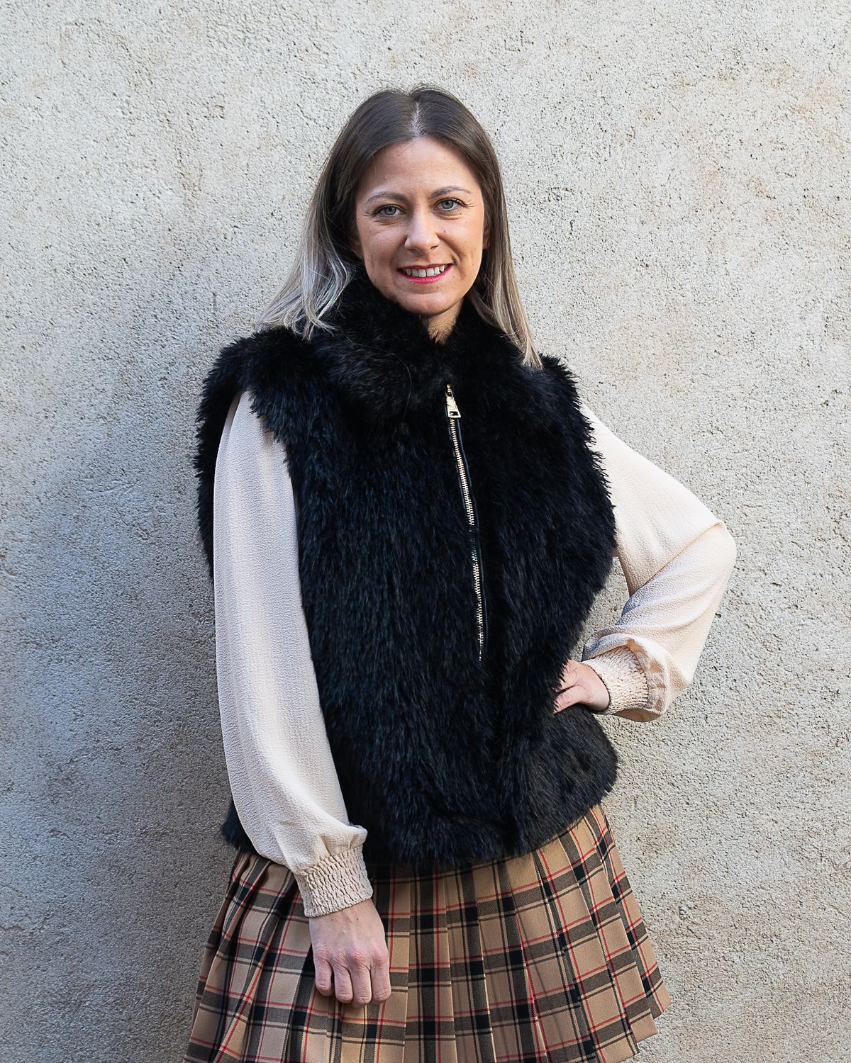 Gilet in pelliccia Angela Davis nero