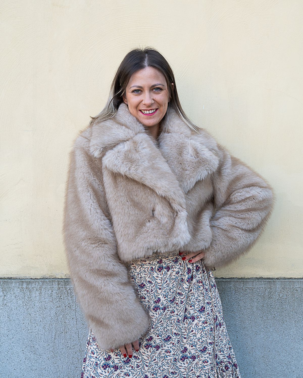 Pelliccia crop Angela Davis beige