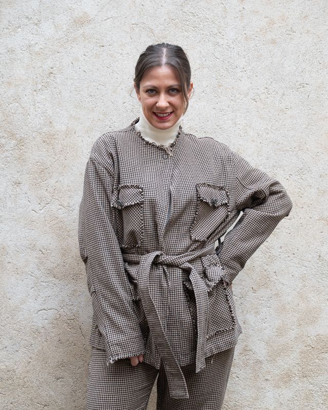 Blazer 8pm pied de poule cammello e nero