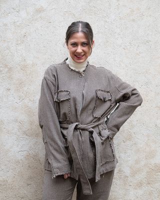 Blazer 8pm pied de poule cammello e nero