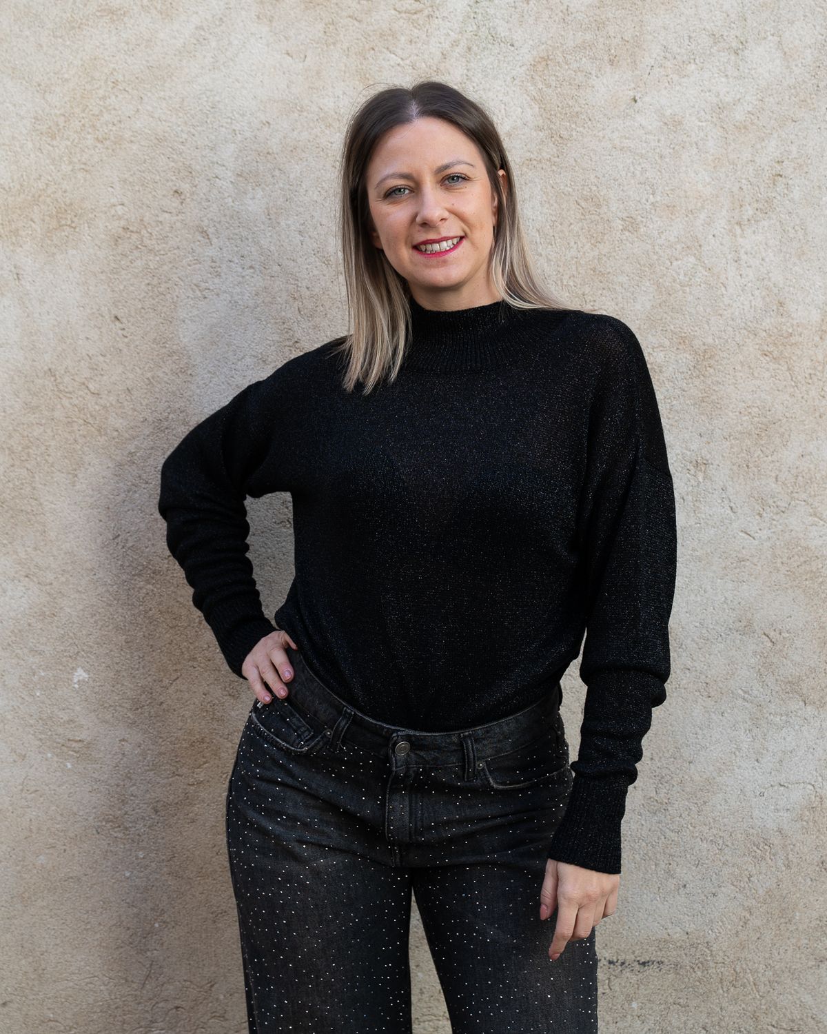 Maglia con glitter 8pm nero