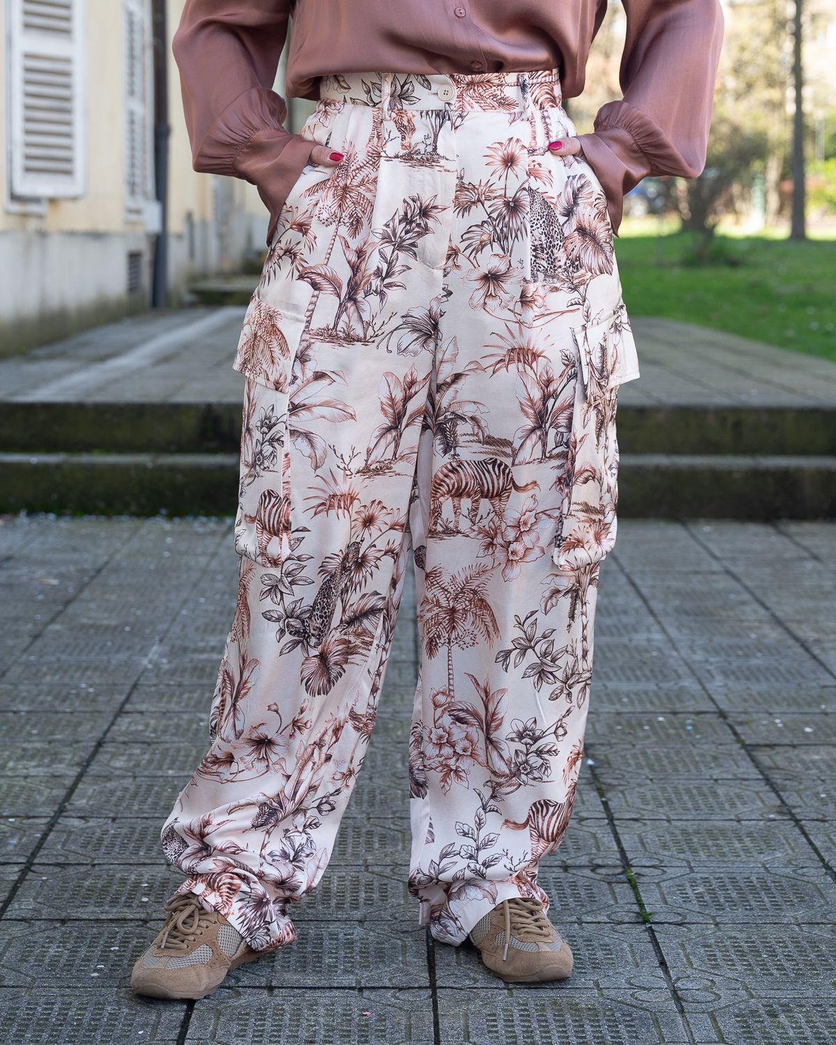 Pantalone Vicolo fantasia sui toni del rosa