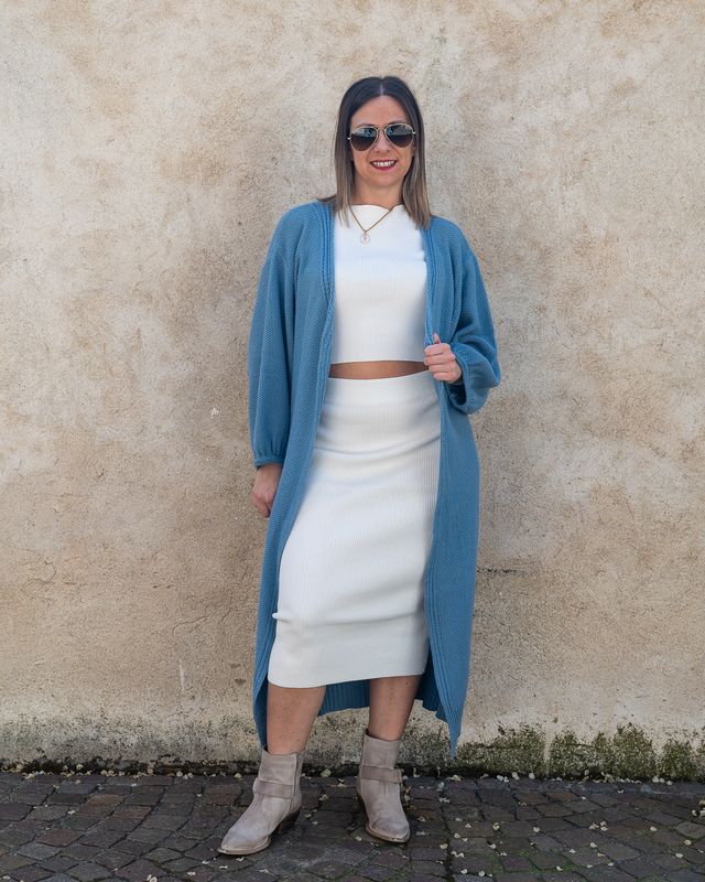 Cardigan lungo HaveOne azzurro