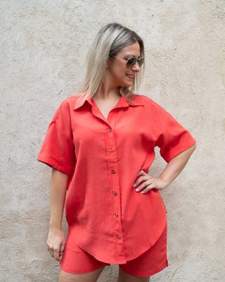 Camicia over Art Love rosso