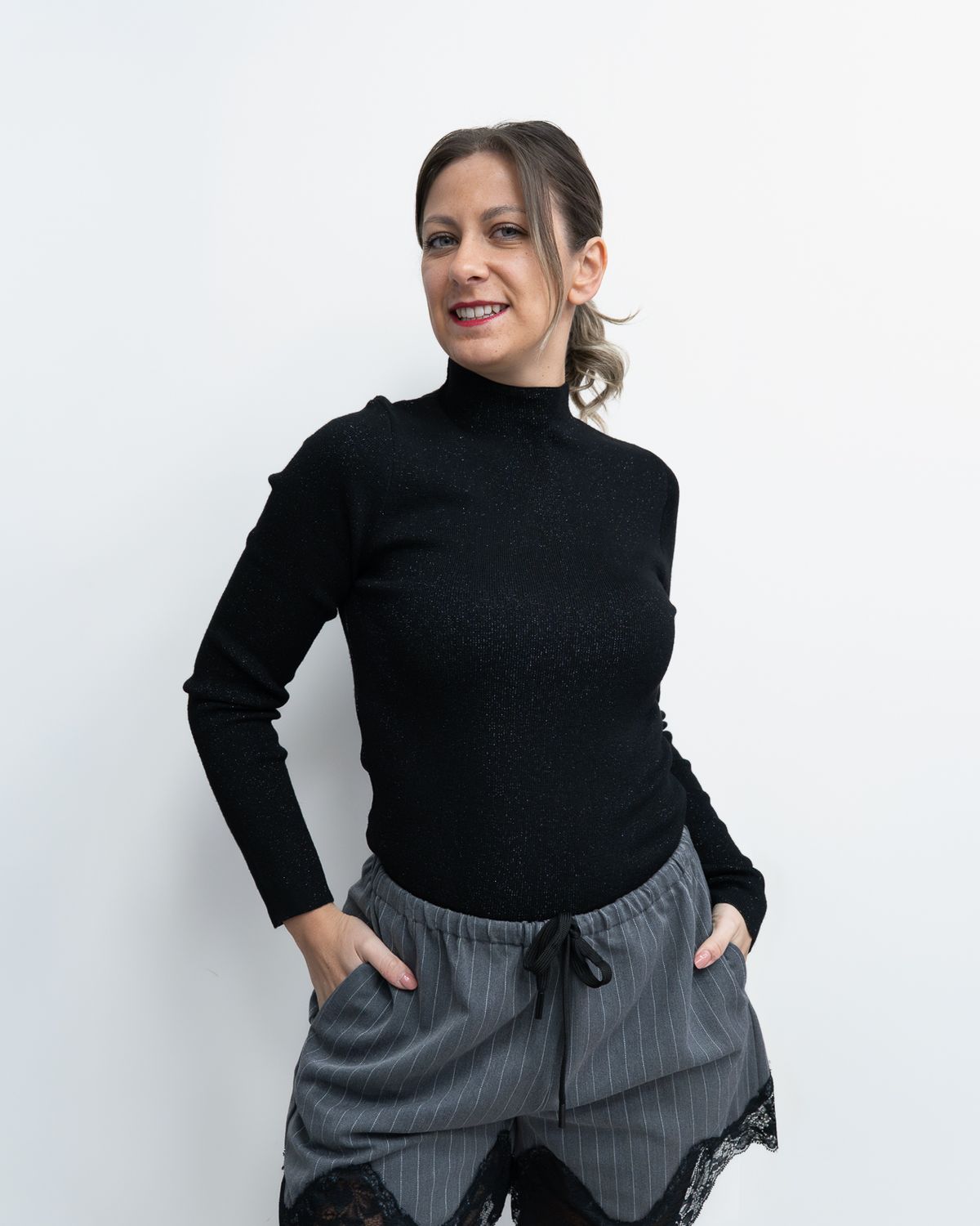 Dolcevita con glitter Art Love nero