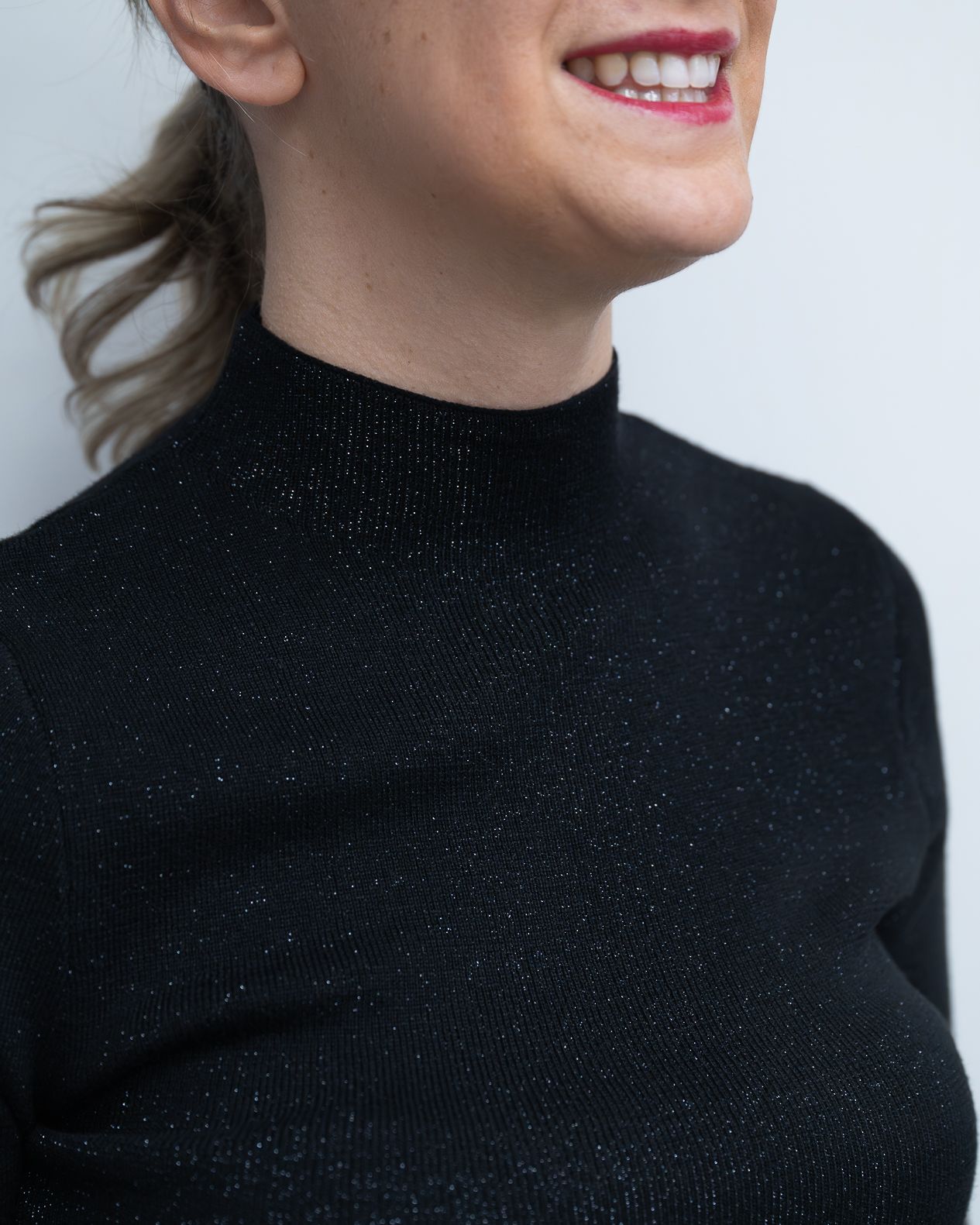 Dolcevita con glitter Art Love nero