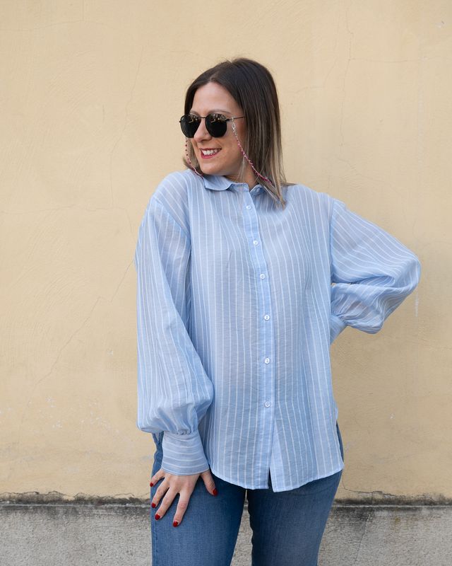 Camicia bacchettata Fly Girl azzurra Camicia bacchettata Fly Girl azzurra