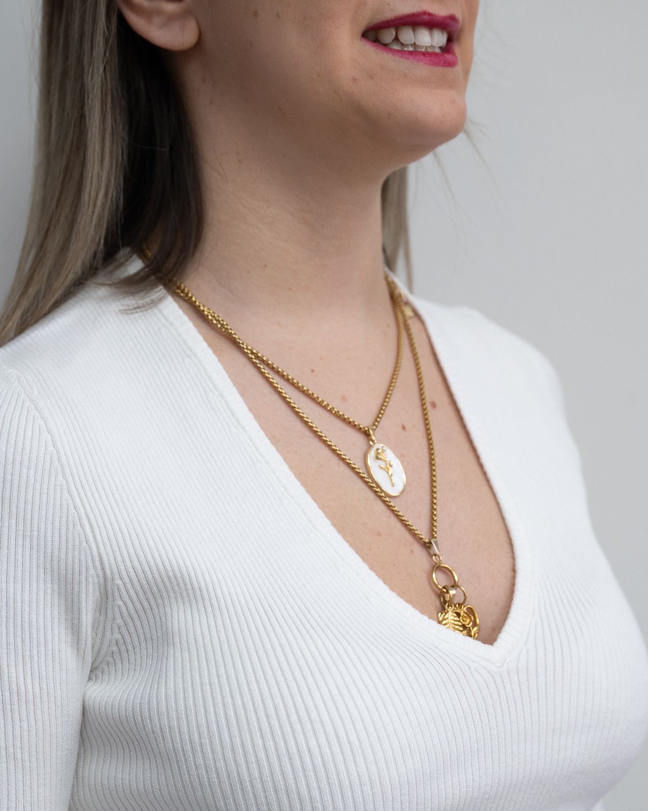 Maglia Art Love con manica 3/4 scollo a V panna