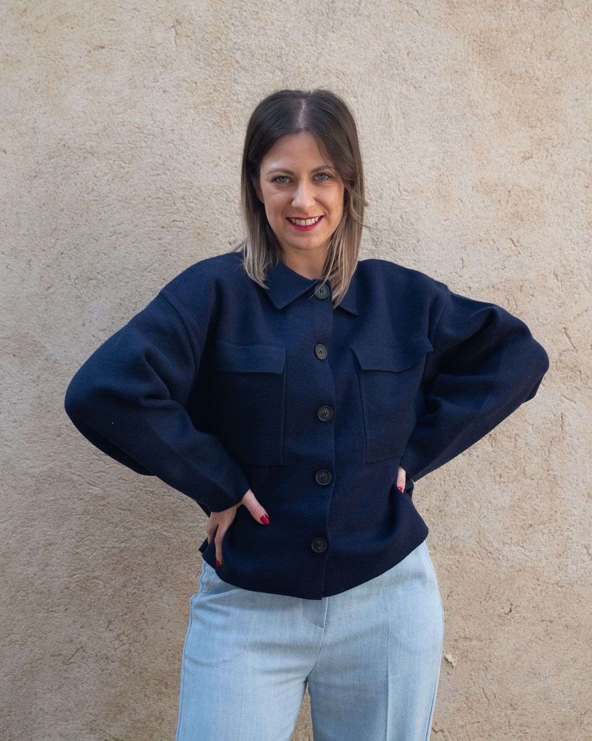 Giacchino Art Love blu in maglia