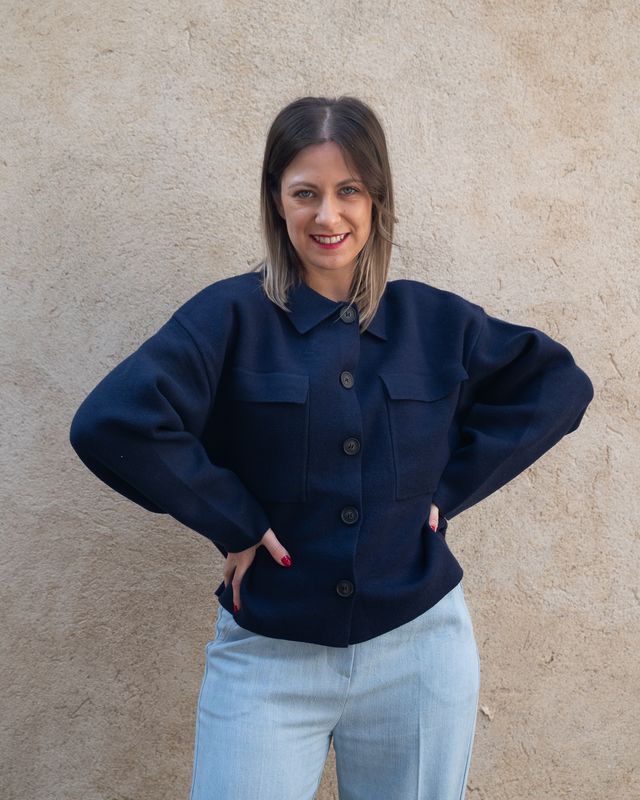 Giacchino Art Love blu in maglia