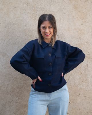 Giacchino Art Love blu in maglia