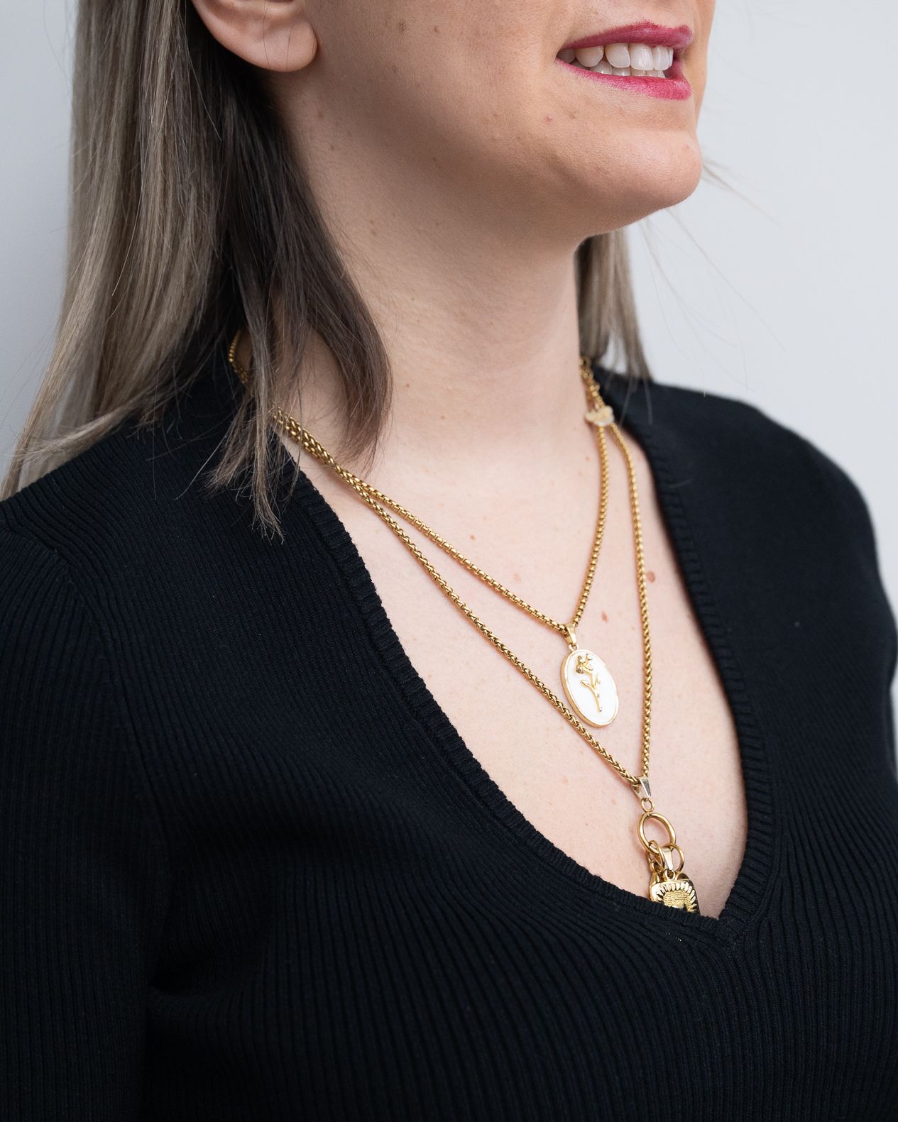 Maglia Art Love con manica 3/4 scollo a V nero