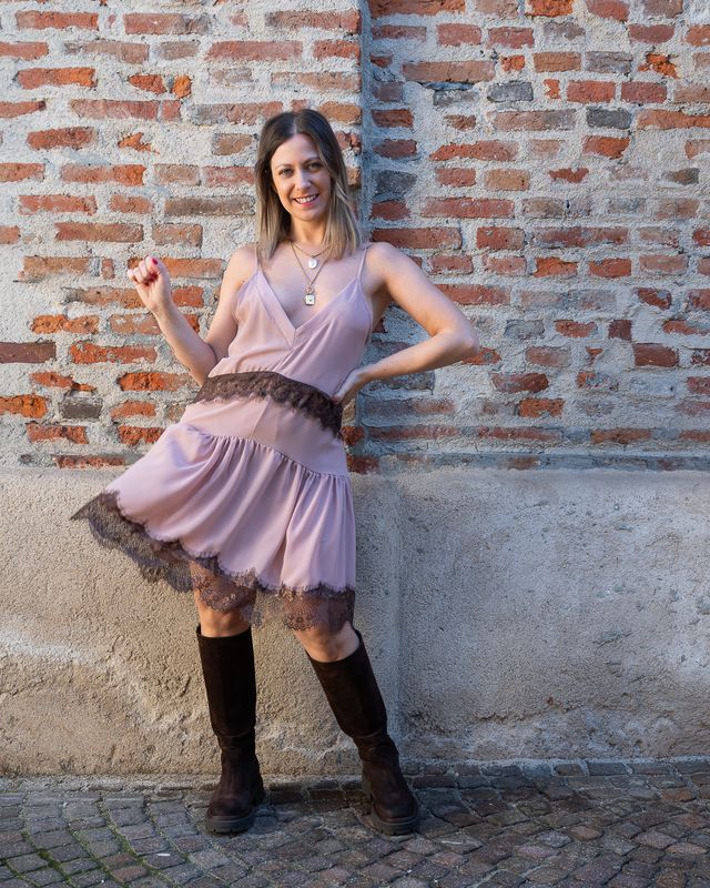 Abito corto HaveOne rosa e moro