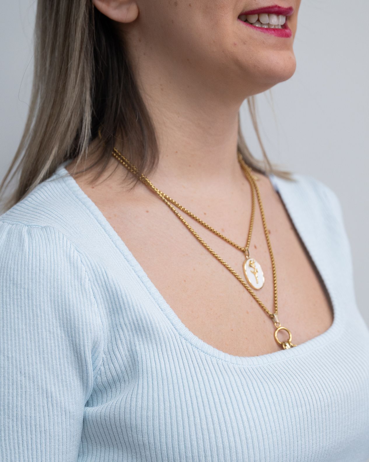 T-Shirt con scollo quadrato Art Love azzurro