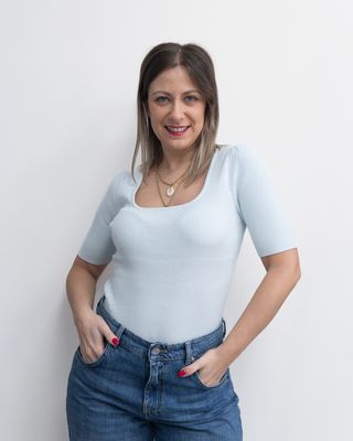 T-Shirt con scollo quadrato Art Love azzurro