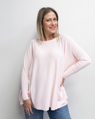 Maglia over Kontatto con taschine laterali rosa cipria Maglia over Kontatto con taschine laterali rosa cipria