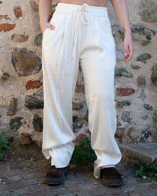 Pantalone in raso Maryley crema