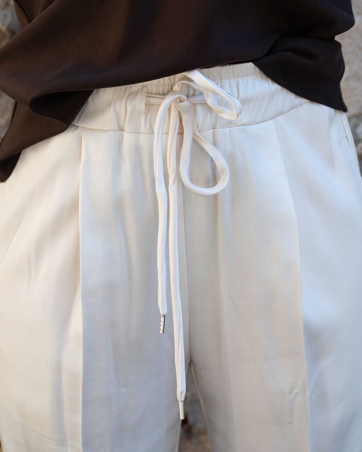 Pantalone in raso Maryley crema