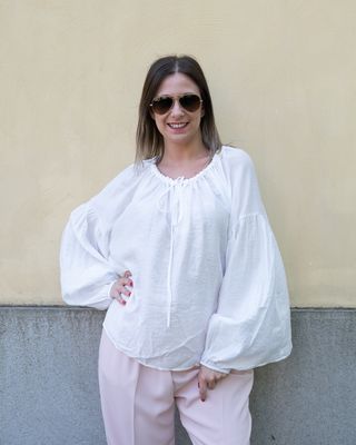 Blusa over Art Love panna Blusa over Art Love panna