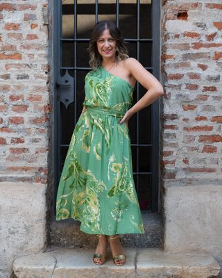 Abito monospalla Fly Girl verde pistacchio