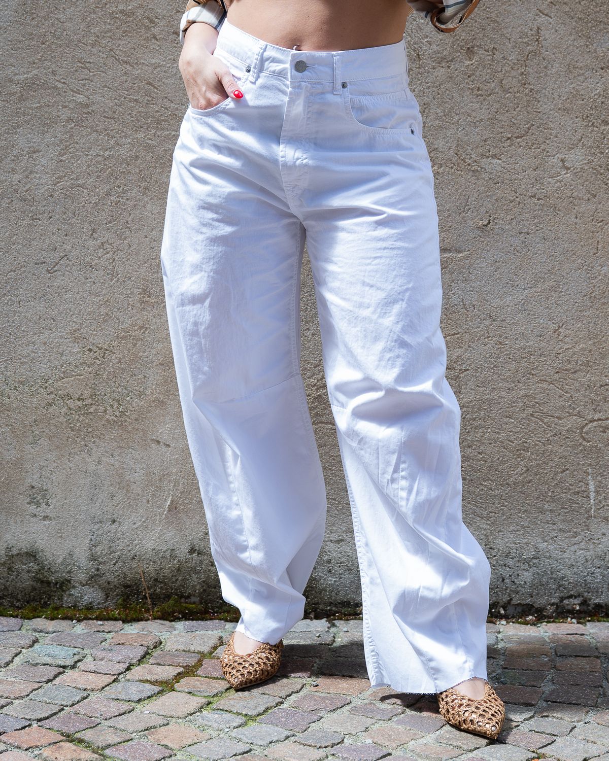 Pantalone HaveOne modello Barbara in tela bianco Pantalone HaveOne modello Barbara in tela bianco