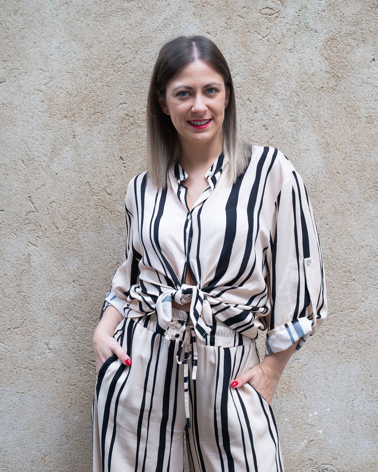 Coordinato HaveOne con righe crema e nero