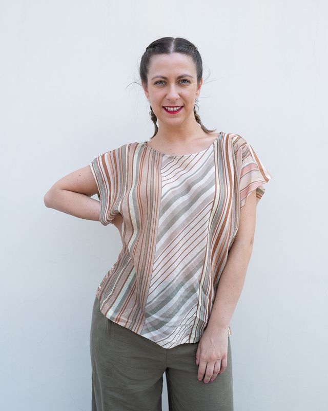 Blusa con manica scesa Maryley a righe Blusa con manica scesa Maryley a righe