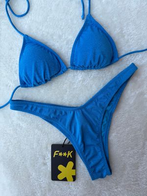 Bikini Visionary Dose modello triangolo con slip americano light blue Bikini Visionary Dose modello triangolo con slip americano light blue