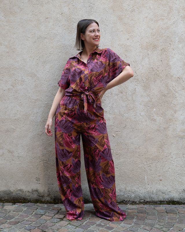 Coordinato HaveOne fantasia sui toni viola, rosa e moro