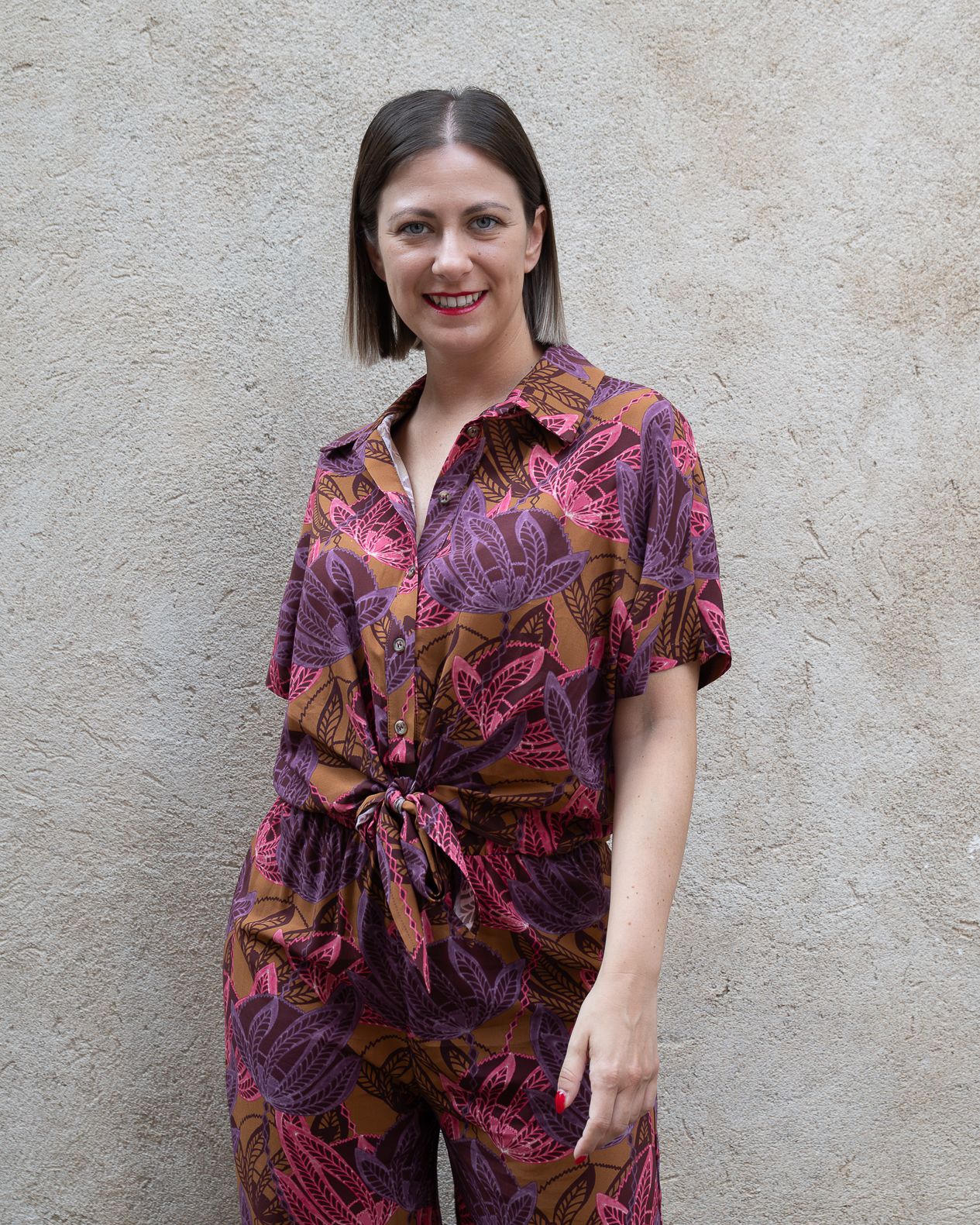 Coordinato HaveOne fantasia sui toni viola, rosa e moro